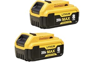 ovevevovel 2-Pack 8.0Ah Replace Battery for Dewalt Compatible with Dewalt 20V Max Battery DCB204 DCB203 DCB205 DCB206 Apply to Dewalt Cordless Power Tools
