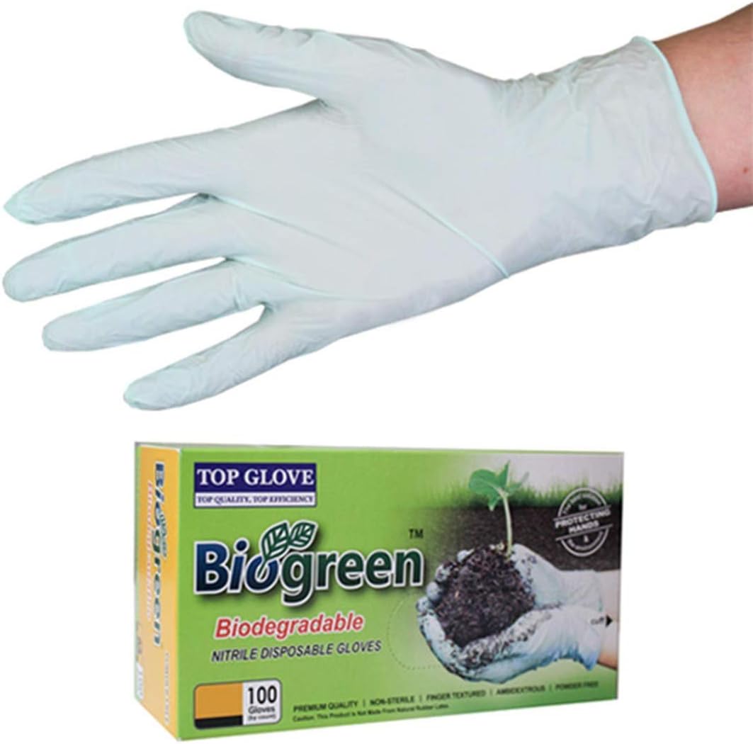 Top Glove Biogreen Biodegradable Nitrile Gloves - Small - Box of 100