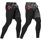OEBLD Mens 2 in 1 Athletic Running Pants Quick Dry Gym Workout Shorts for Men Compression Pants with Pockets