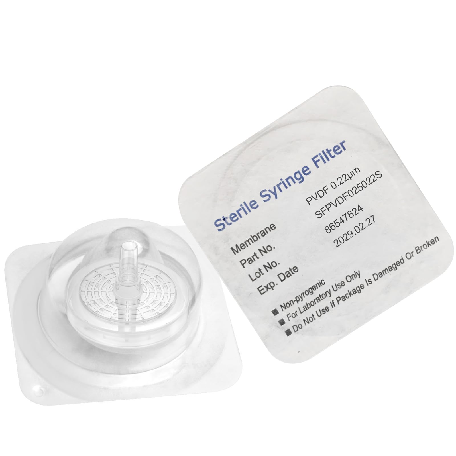 Sterile Syringe Filters PVDF 25 mm Diameter 0.22 um Pore Size Individually Packaged 10/pk by Biomed Scientific