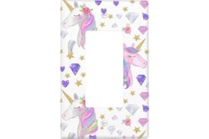 MFYDJIR Cute Pink Unicorn Single Rocker Switch Plate Cover Decorative 1 Gang for Wall Light Outlet Girls Kids Room Decor Accessories Bedroom Bathroom Plastic