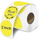 iEager 2 Inch Round Thermal Labels, Circle Thermal Printer Stickers, Durable Circular Label Printer Sticker for Business, Logo, Gift, 500 Labels/Roll, Yellow