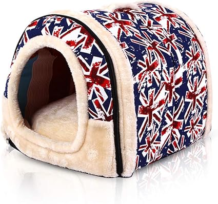 Petcute Lit Pour Chien Panier Grotte Pour Chien Chats Pliable Couchage Pour Chien Maison Pour Chiot Avec Coussin Amovible 45x35x35cm