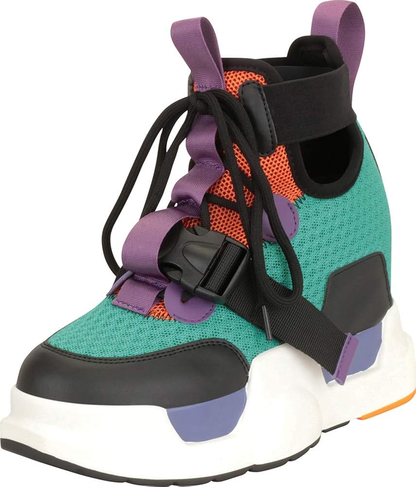 Amazon.com | Cambridge Select Women's Retro 90s High Top Lace-Up Strap Extra High Chunky Hidden 