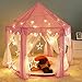 Intime Kids Play Tent Pink Hexagon Princess Castle Playhouse for Girls Children Play Tent with LED Lights Indoor and Outdoor