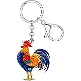 DOWAY Acrylic Rosster Chicken Keychain Accessories,Purse Backpack Bag Charms for Handbag Chicken Lover Gifts for Women Farmer