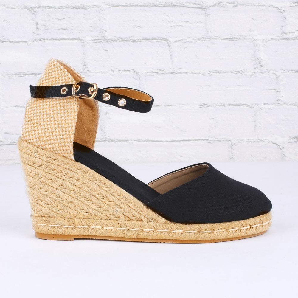 LAICIGO Womens Closed Toe Wedge Espadrille Sandals Platform Ankle Strap High Heel Summer Shoes - Image 3