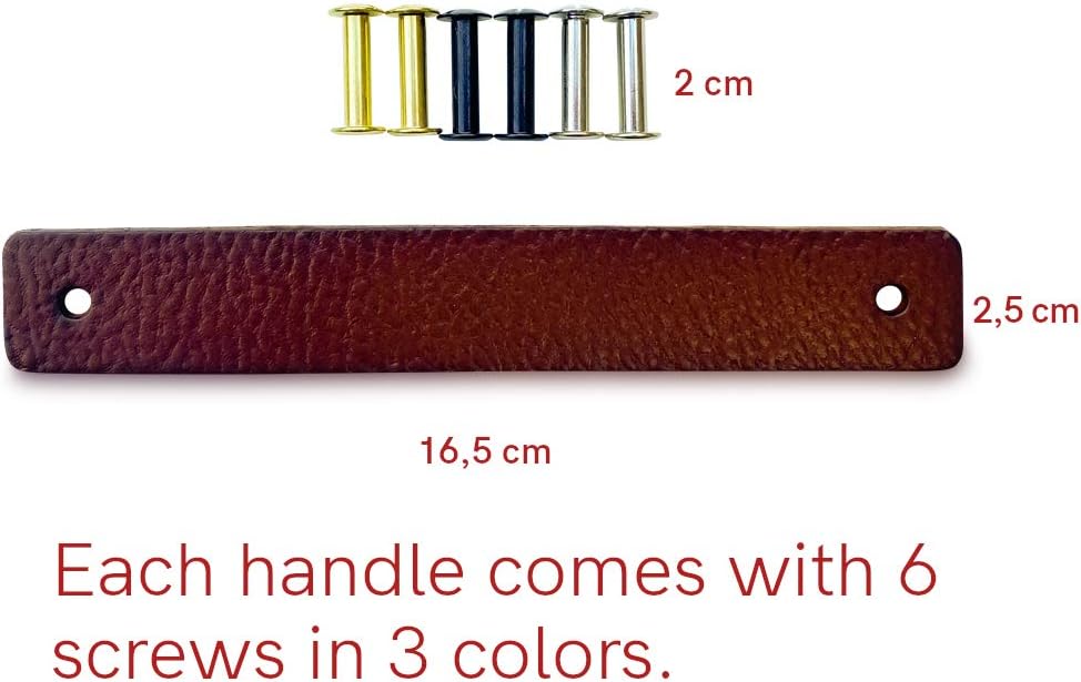 Brute Strength, Leather Handles for Furniture, Cognac, 2 pcs, 16,5 x 2,5 cm, Cabinet Handle, Door Handle for Kitchen Bathroom - Image 4