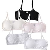 Floerns Girl's 5 Piece Training Bras Ribbed Knit Padded Wireless Comfy Cami Bralette Bra