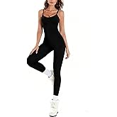 Sunzel Workout Jumpsuits for Women Adjustable Spaghetti Strap Leggings Bodysuit Square Neck Sleeveless One Piece Yoga Unitard