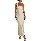 2025 Satin One Shoulder Maxi Dress for Women Summer Silk Formal Elegant Backless Ruffle Sleeveless Wedding Guest Dresses