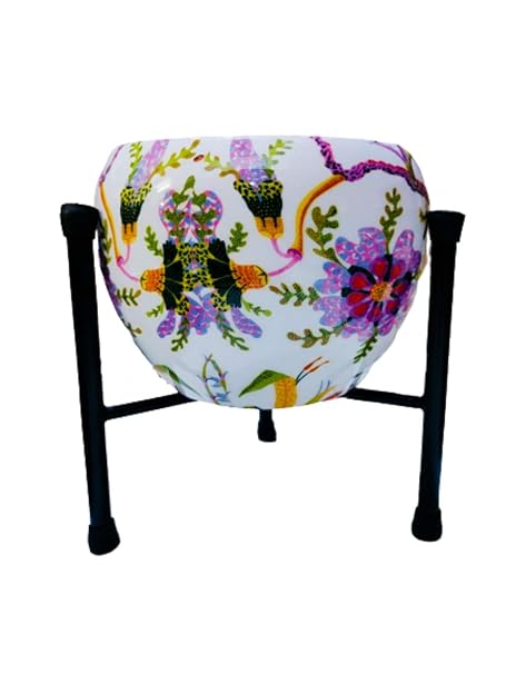 NIYARA Designer Butterfly Design Colorful Metal Tabletop Planters Pot for Indoor Plants with Stand Plant Containers Balcony Decoration Size :Medium