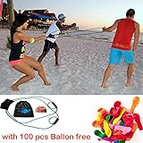 Mealivos 200 Yard 3 Person Water Balloon Launcher with 100 Balloons
