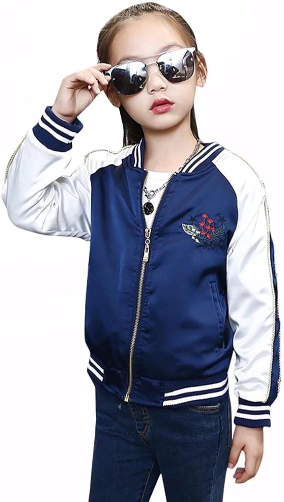 Amazon Amigoyo 子供 服 ジャケット 女の子 コート 刺繍 野球 花柄 アウター 長袖 春秋 人気 おしゃれ キッズ スポーツ ガールズ コート ジャケット 通販
