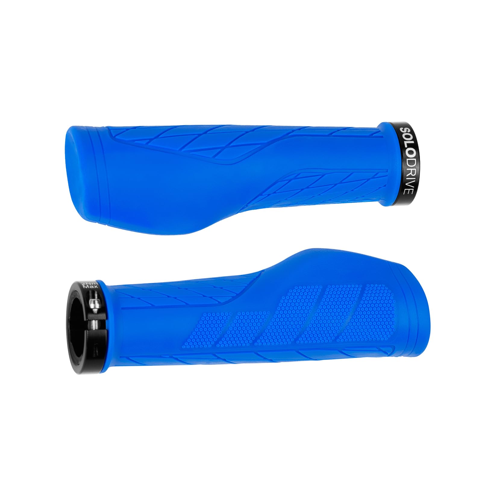 SOLODRIVE Ergonomic Design Mountain Bike Grips, Comfortable Bicycle Handlebar Grips, Single Lock-on and Non-Slip MTB Handle, Fit MTB, E-Bike, Hybrid, Scooter (Blue)