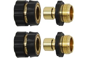 Twinkle Star 3/4 Inch Garden Hose Fitting Quick Connector Male and Female Set with Extra Rubber Washers, 2 Set