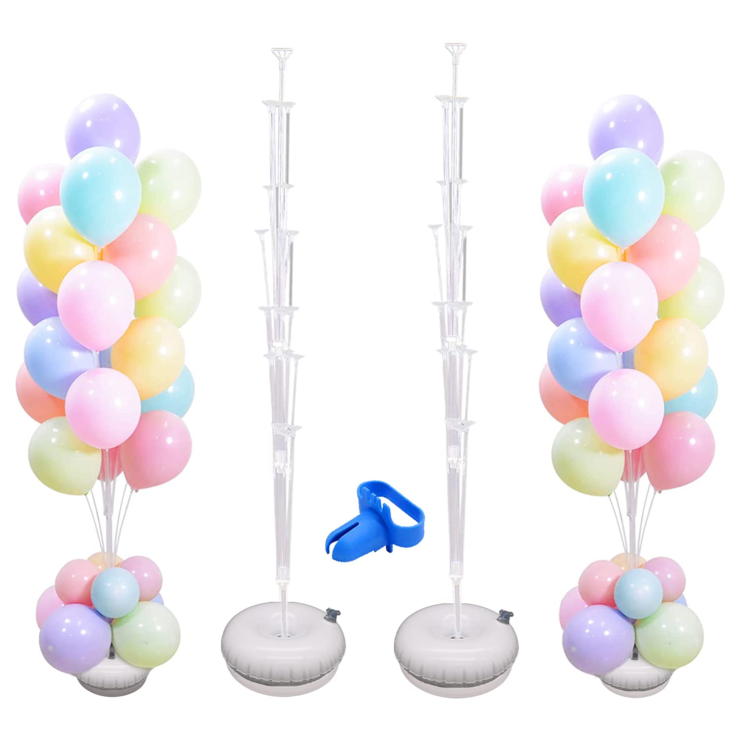 Balloon Column Stand Kit Base 2 Pieces Sets 1.6 m Adjustable Balloon Tree with Water Filled Base Balloon Tower Decoration for Birthday Garden Party Wedding Halloween Party Supplies Christmas