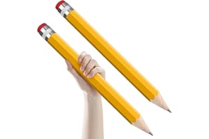 smrtcol 2 Pack Wooden Jumbo Pencil for Prop Gifts Decor 14 Inch Funny Big Novelty Pencil with Cap Yellow