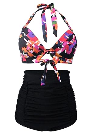 Bslingerie Damen Retro Halfte Bademode Bikini Set