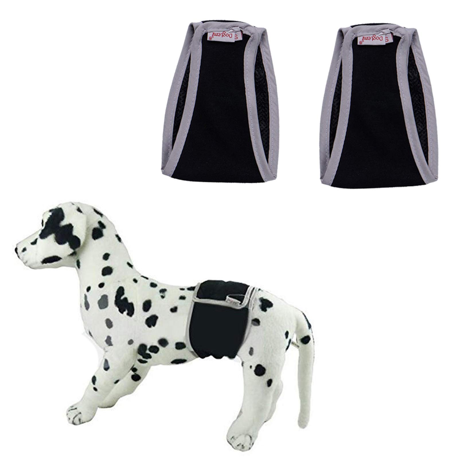 Tineer Reusable Wrap Leakproof Diapers for Male Pet Dog,Washable Puppy Belly Band Physiological Sanitary Pants(2pack) (L, 2pcs Black)