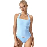 QINSEN Sleeveless Tank Shirts for Womens Double Layer Slimming Fit Basics Square Neck Halter Top