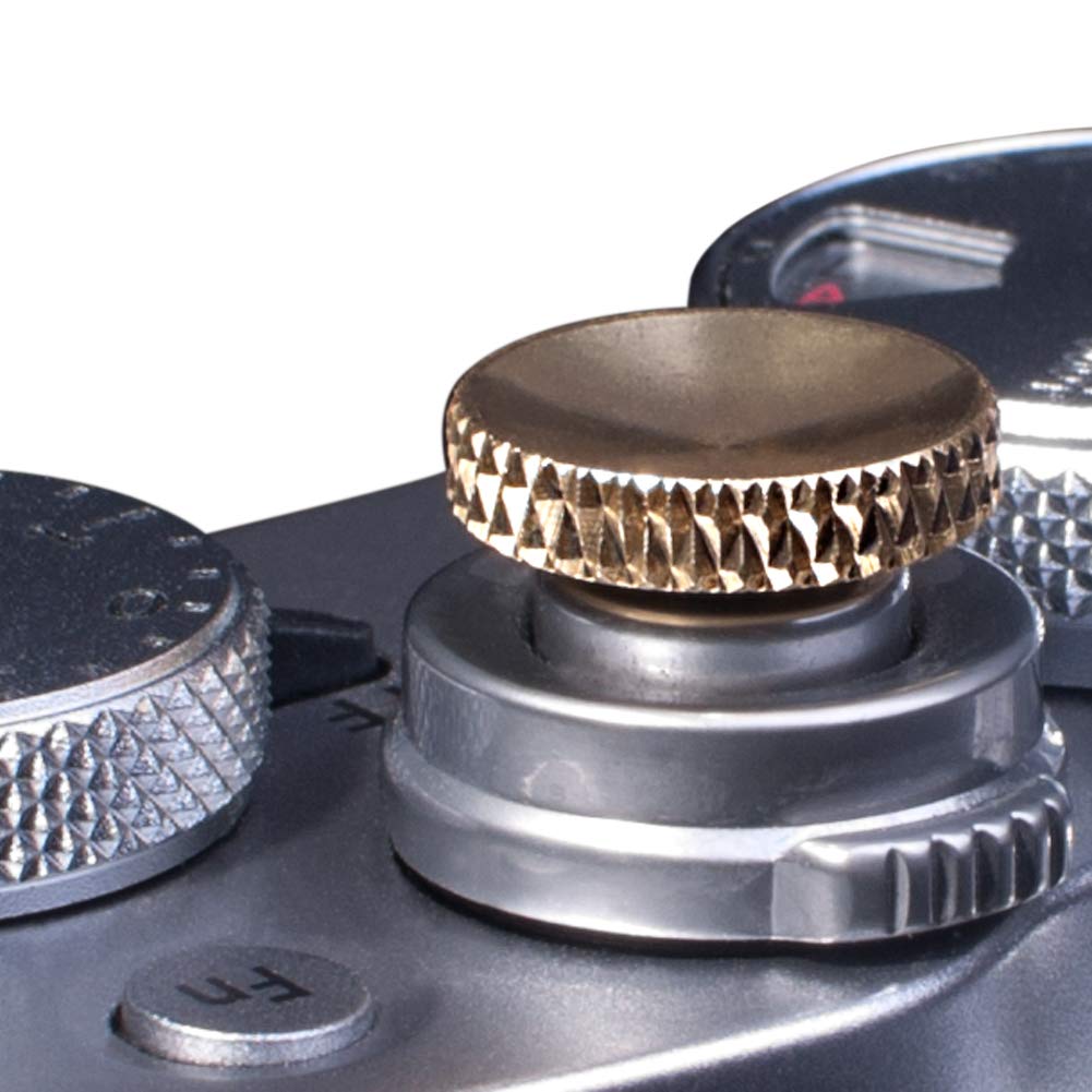 VKO Metal Soft Shutter Release Button,Delicate Camera Shutter Button Knurled Shape Golden(2-Pack)