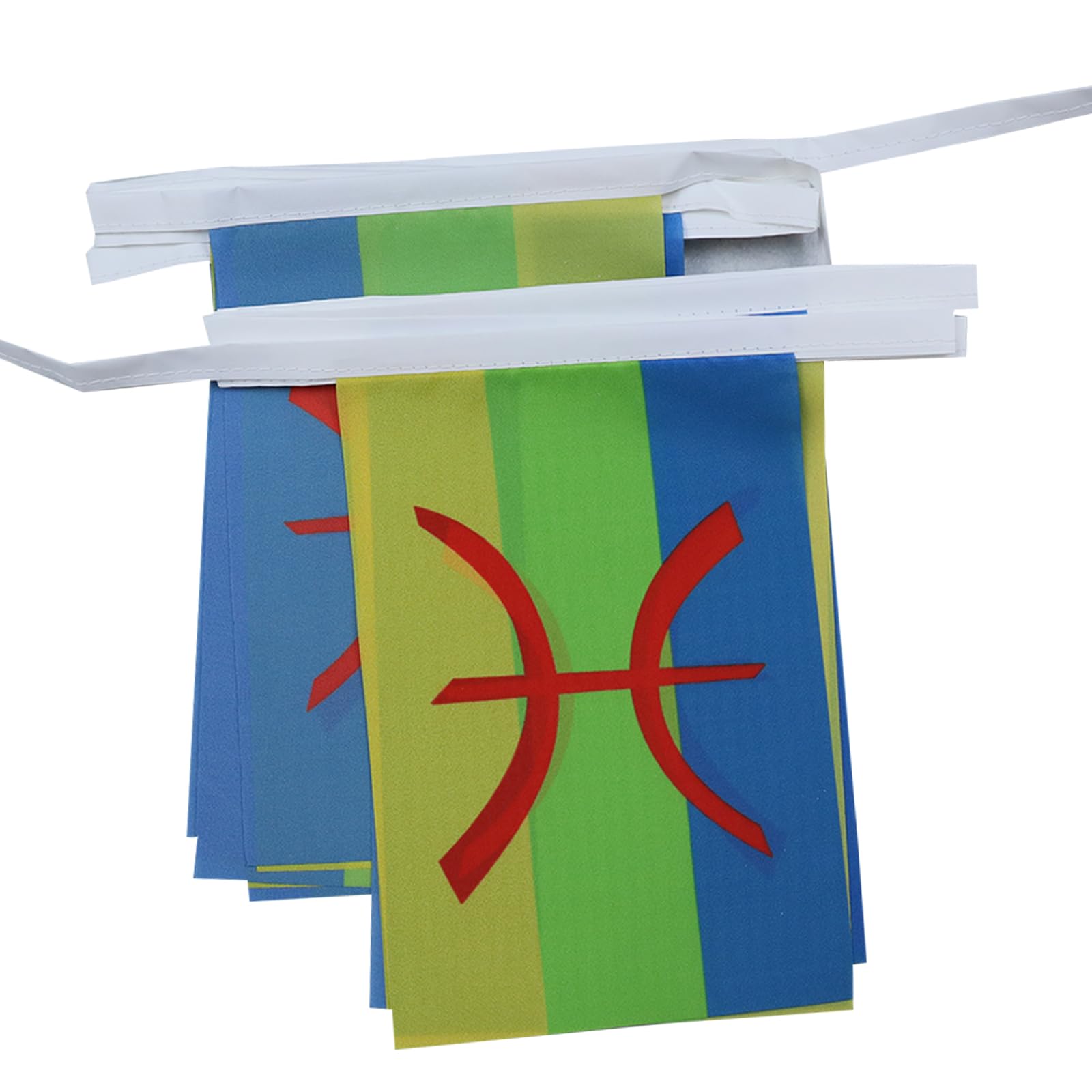 AZ FLAG Kabylie Bunting Flag, 20 Ft Garland 20 Small Berber Kabylia Flags 8'' x 6'', 100% Polyester String Pennant, 6 meters
