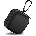 Woyinger Square Earbud Case Portable EVA Carrying Case Storage Bag Cell Phone Accessories Organizer with Carabiner for Earphone, Earbud, Earpieces, SD Memory Card, Camera Chips,Black