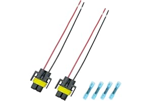 Trepb H11 H8 Wiring Harness with Tinned Copper & Teflon Jacket - Headlight Fog Light Pigtail Connector Plug Kit, Low Beam Socket Adapter for H11 H8 LED Bulbs, Automotive Electrical Replacement
