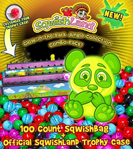 Glow in the Dark Jungle Collection 100 Count SqwishBag + Official SqwishLand Trophy Case