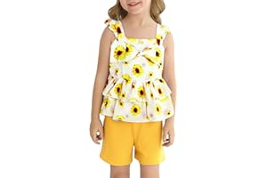 Cudtum Baby Girls Clothes Sleeveless Ruffle Bowknot Dress Top Toddler Floral Tops and Shorts Pants Sets Summer Outfit