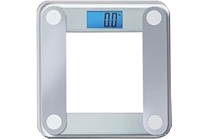 EATSMART Eat Smart Digital Bathroom Scale with Extra Large Easy to Read Lighted Display, Accurate Weight Tracking, Includes Free Body Tape Measure, Grey and Clear