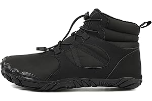 ELIOGN Barefoot Shoes Fur Lined Winter Mens Wide Toe Box Trail Runner Women Zero Drop Sole High top Walking Shoes Minimalist Outdoor Hiking Trekking Boots Sneakers