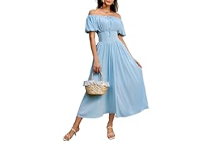 Scarlet Darkness Corset Dress for Women Puff Sleeve Off Shoulder Cottagecore Boho Renaissance Dress with Pockets