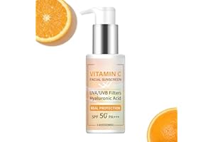 Vitamin C Mineral Sunscreen SPF 50, Tinted Sunscreen for Face, 80g Hyaluronic Acid Moisturising Sun Cream, Broad Spectrum UVA