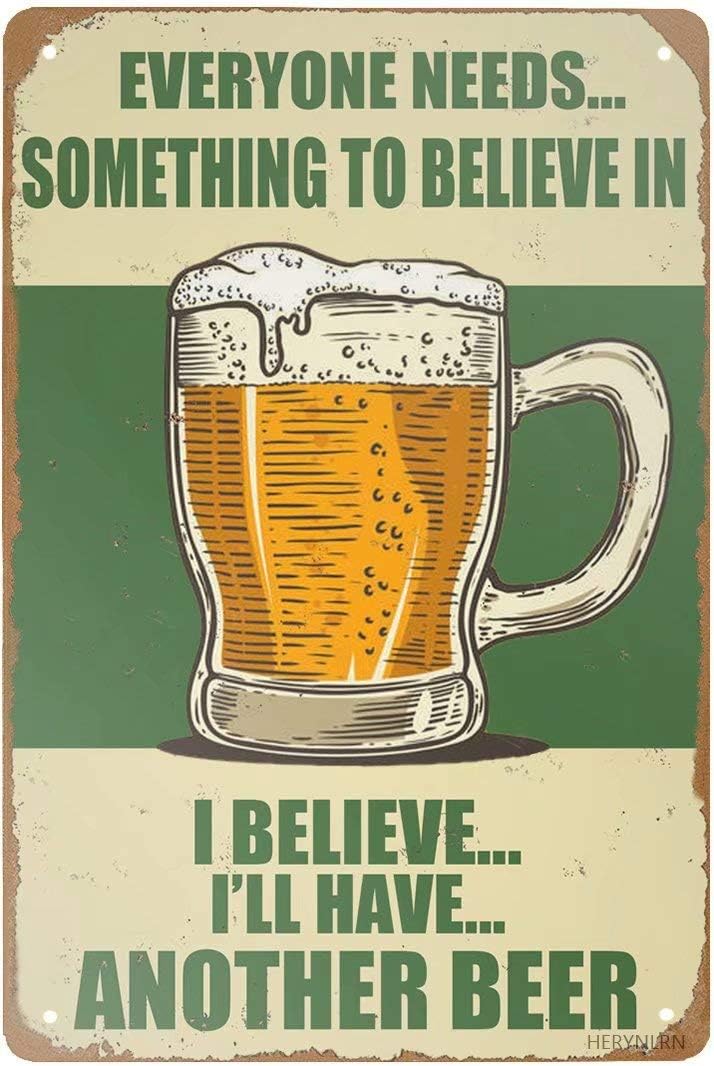 HERYNLRN Retro Tin Signs Vintage Style I'll Have Another Beer Metal Sign Iron Painting for Indoor & Outdoor Home Bar Coffee Kitchen Wall Decor 8 x 12 INCH