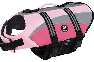 EMUST Dog Life Jacket, Ripstop Large Pet Life Vests Swimsuit for Boating/Swimming/Pool with Double Rescue Handles, Dog Water Vest for Large Dogs, NewPink, XXL