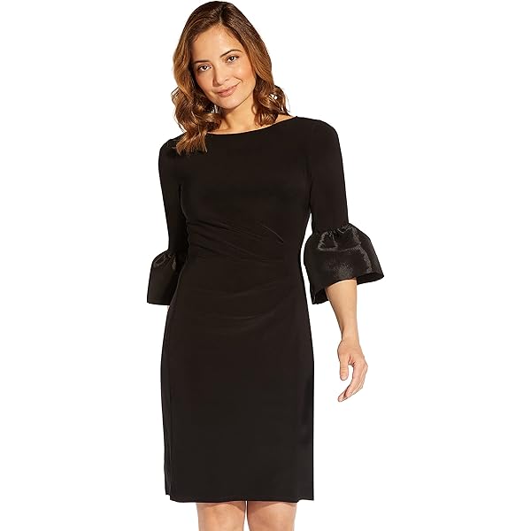 knee length dresses for ladies Chateau Red Crepe Back Satin Midi Dress With Flutter Sleeves