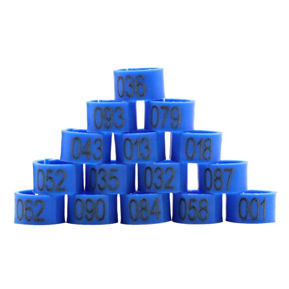 Farm & Ranch Pigeon feet rings with number 001-100 diameter 8mm poultry feet rings for chicks Parrot Chicks Leg Band Duck Clip Rings Bands (Blue)