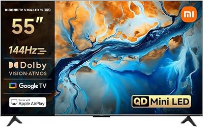 TV S Mini 55", Diseño sin Bordes, Google TV, QD-Mini LED, 1200 nits de Brillo máximo, Alta tasa de refresco 4K de 144 H,Ultra Fluido para Gaming, Dolby Vision IQ & Dolby Atmos,Google Assistant