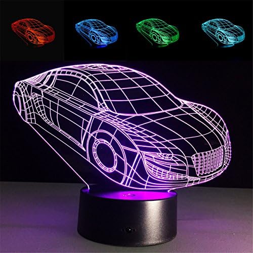 Funplaza Car 3D LED Desk Lamp Illusion USB Cord Smart Button Touch 7 Colors Changing for Rooms Decoration