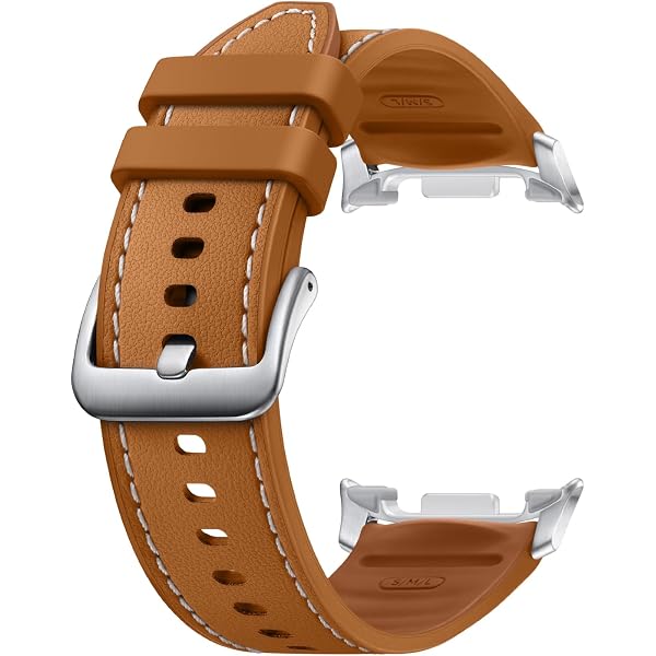 Pulseira híbrida para Galaxy Watch série 8, couro vegano, ponto