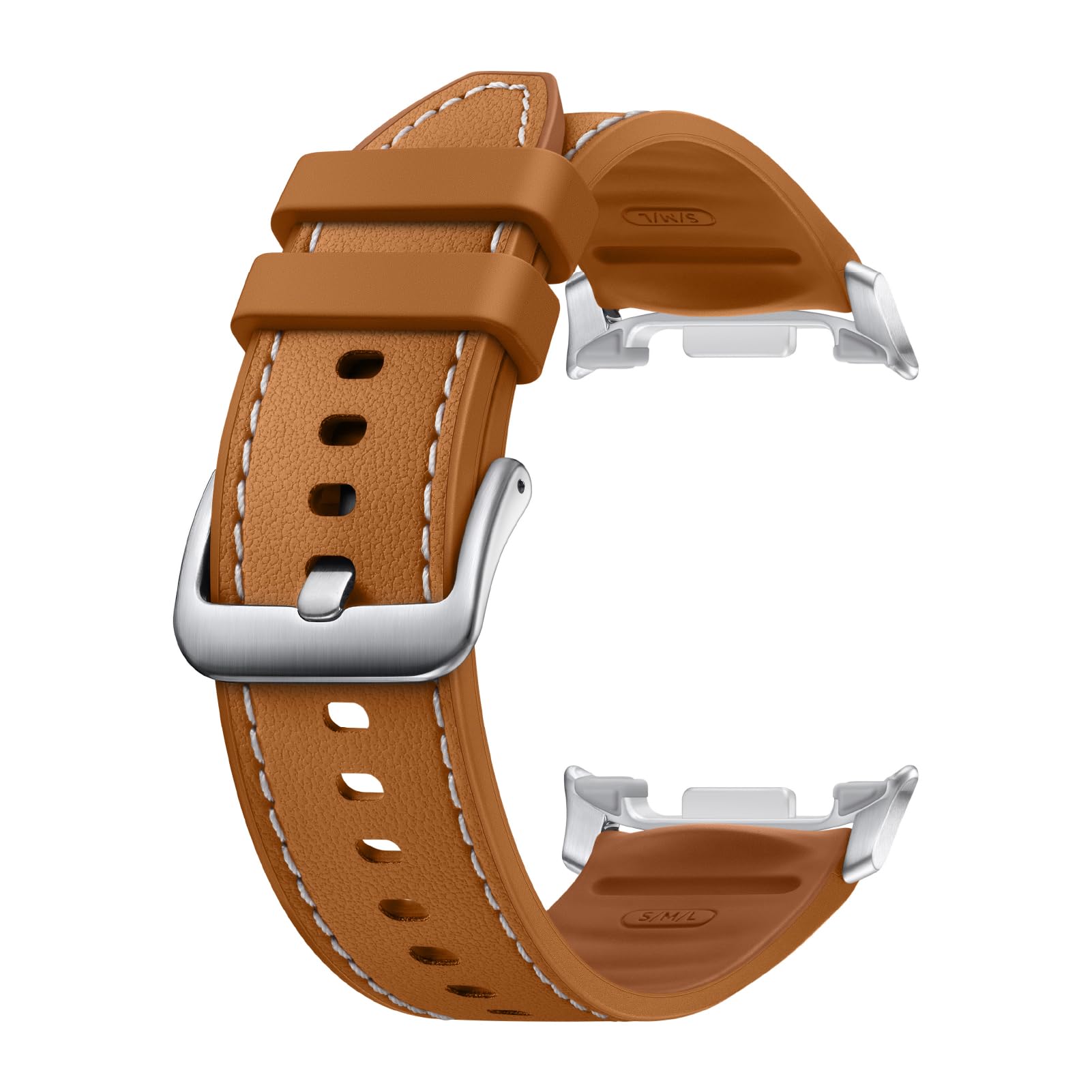 Galaxy Watch 8 Series Hybrid Band, Vegan Leather, Signature Stitch, Dynamic Lug System, Flexible Fit, Compatible with Galaxy Watch 8 and Watch 8 Classic, S/M/L Carmel Image
