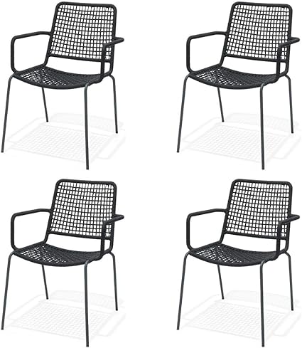 Amazon Com Amazonia Lancaster 4 Piece Chair Set Steel With A Rope Seat Ideal For Outdoors Garden Outdoor