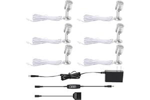 Taysing LED Indoor Spotlight,Mini Spotlight,Accent Lighting,Display Lights for Shelves,Paintings,Plants,Jewelry,Showcase,Under Cabinet(Soft White 6 Pack Dimming&Timing)