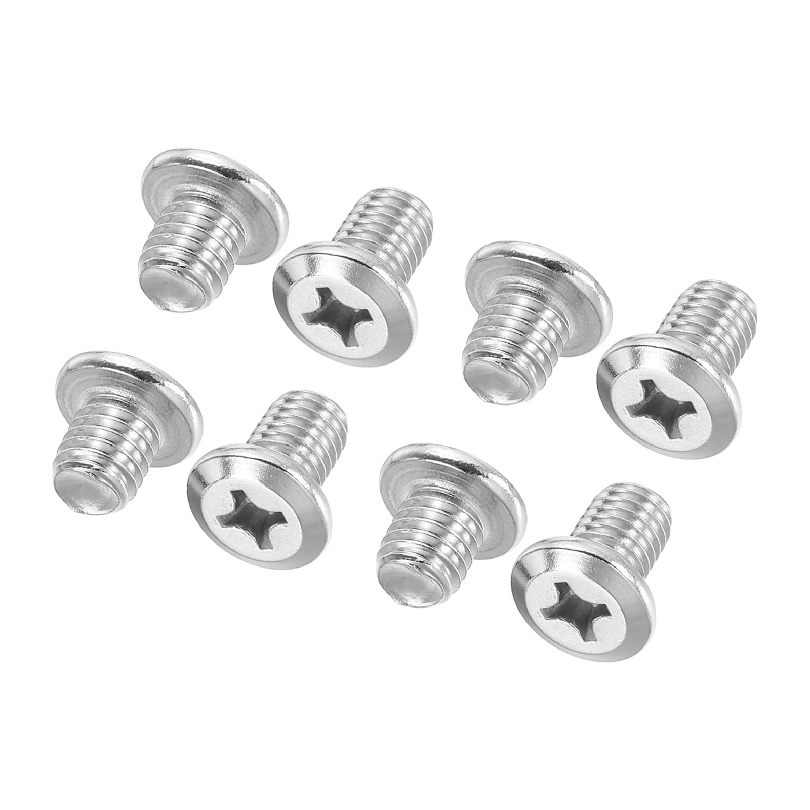 PATIKIL Flat Round Head Phillips Screws, 8 Pack M8-1.25 x 10mm Binding Screws 304 Stainless Steel 18-8 Full Thread, Phillips Drive Machine Screw Furniture Screw Connector Bolts