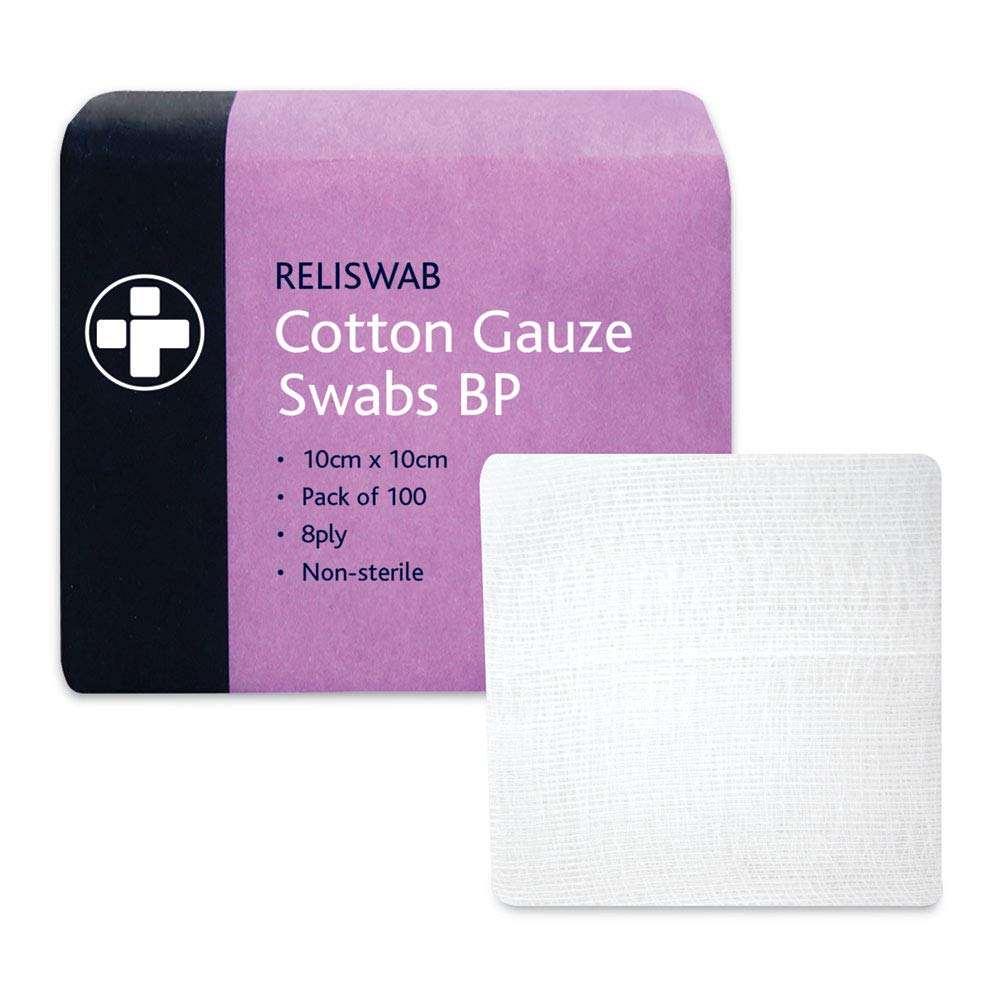 Reliance Medical 10 x 10 cm Reliswab BP 8Ply Non Sterile Gauze Swab - Pack of 5