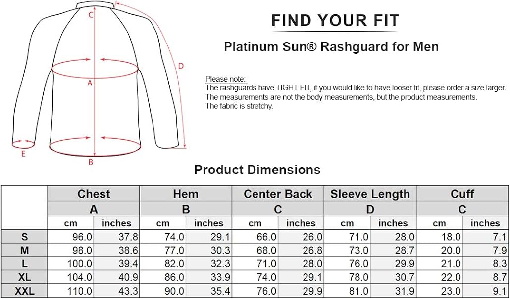 Mens Rash Guard Long Sleeve Surf Shirt Swimsuit - Quick Dry Sun Protection Clothing UPF 50+: Clothing