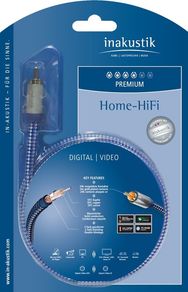 In-akustik Premium II Audio Coaxial Digital Cable 1 m, blue, 3 m - Image 5