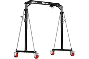 POXURIO 2 Ton Gantry Crane 4000lbs Capacity, Adjustable Height (8.53-12.47 FT) & Width (6.56 FT), Steel I-Beam Construction, Portable Shop Hoist for Factories, Warehouses, Auto Repair & Construction Sites